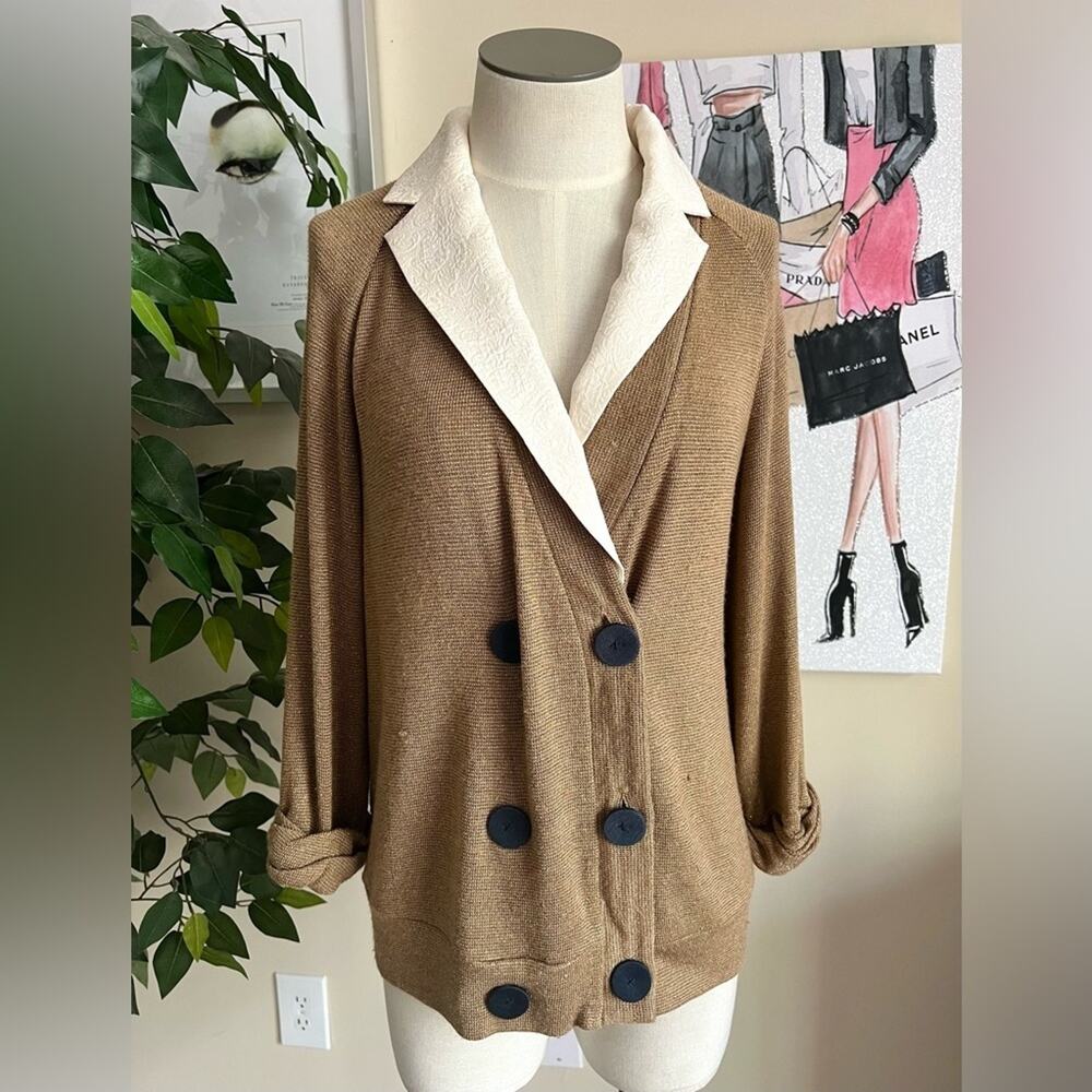 3.1 Phillip Lim Vintage 90s Metallic Knit Granny Cottage Academia Cardigan Top